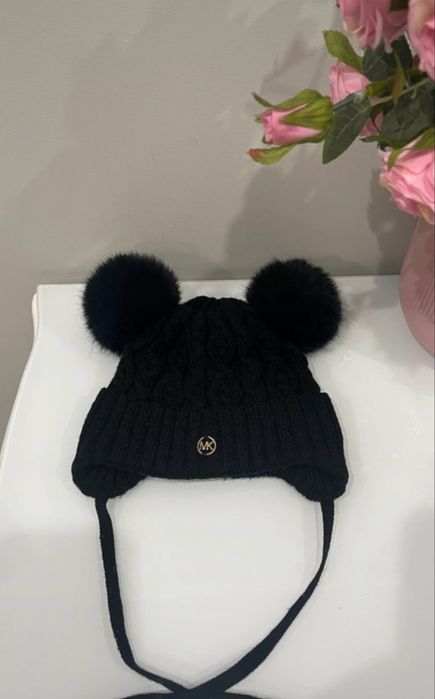 Czapka  86-92 MK ciepła zimowa z polarkem czarna Michael Kors