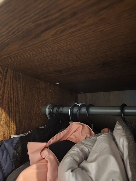 Zestaw mebli / szaf IKEA PAX 201 cm do przedpokoju – 3 moduły, akcesoria, lustro (czarnobrąz)