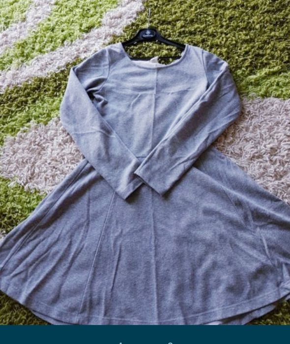 Sukienka rozkloszowana srebrna nitka h&m 158