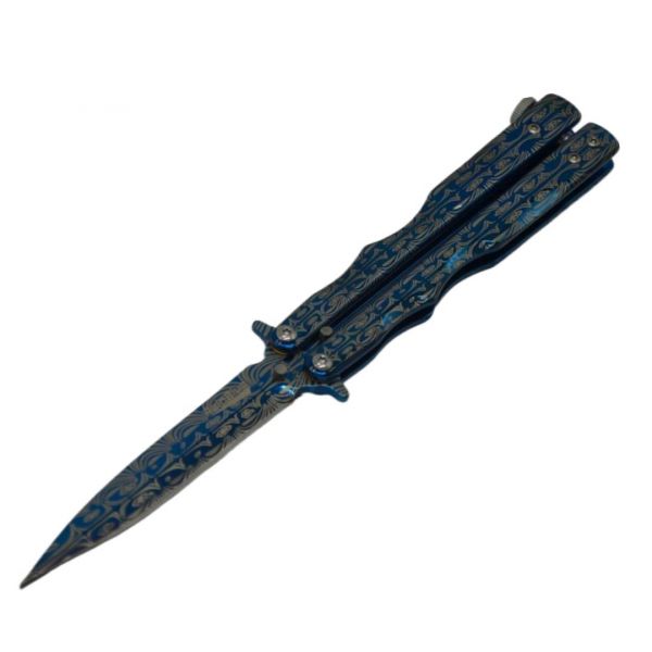 Nóż Motylkowy ALBAINOX 02140 Rainblue – Balisong Blue Tribal Edition