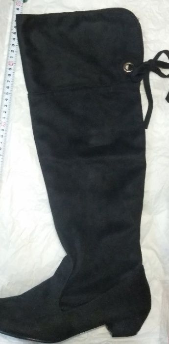 Сапоги-ботфорды демисезонные, Италия, бархатный кожзам. 38р. 25см