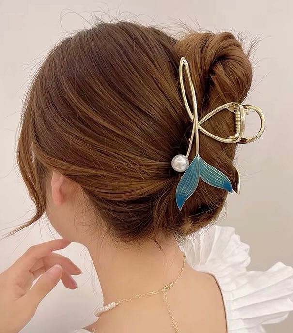 Заколка для волос пластик металл краб прищепка ободок