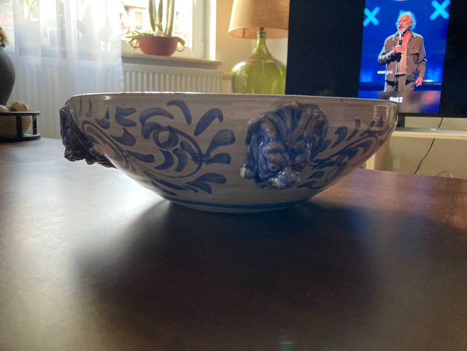 misa, osłonka, ceramika, patera, niebieski,
