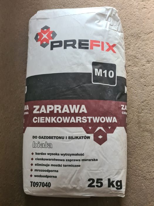 Zaprawa ciekowarstwowa do gazobetonu i silikatów PREFIX biała.