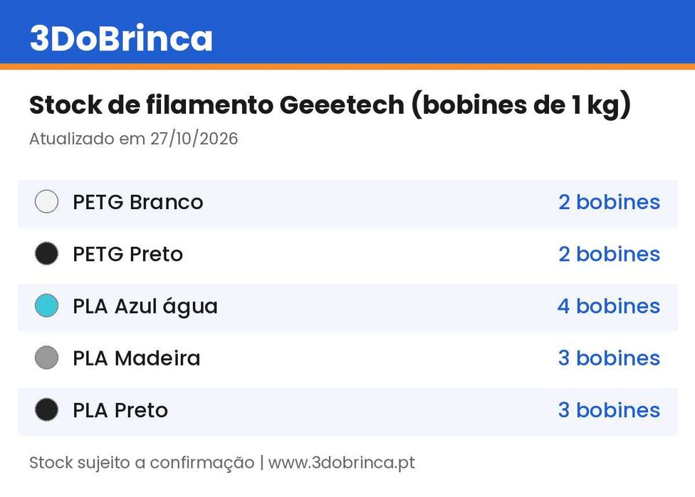 Filamento 3D Geeetech PLA e PETG 1kg - varias cores
