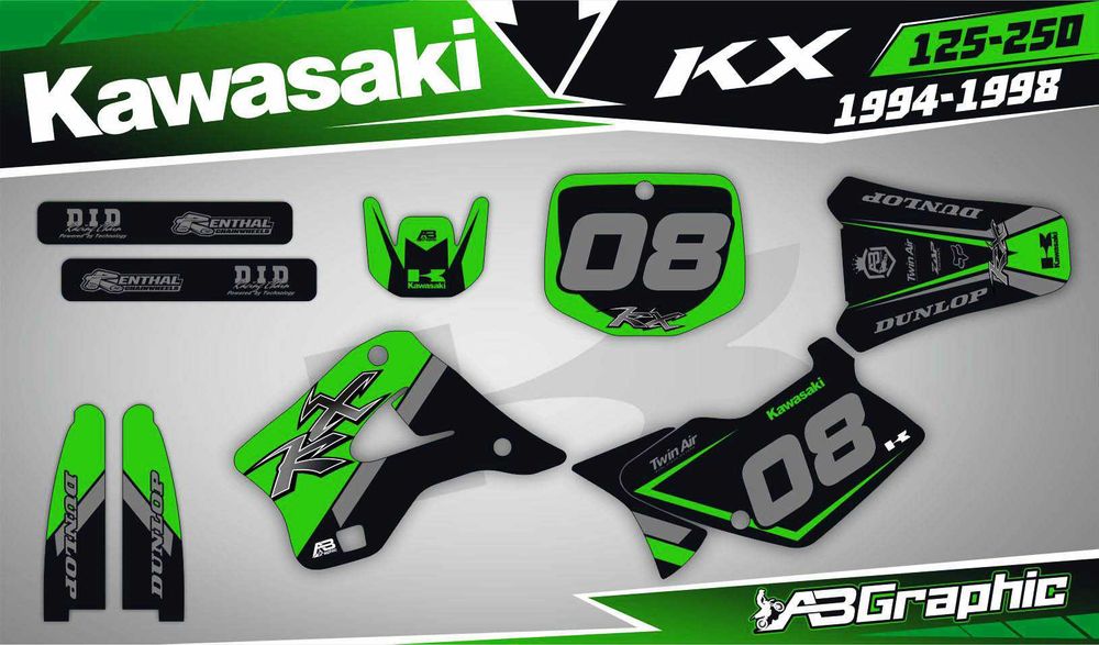 Наклейки Графика Kawasaki KXF KX450F KX250F KX KLX 65 85 125 250 450