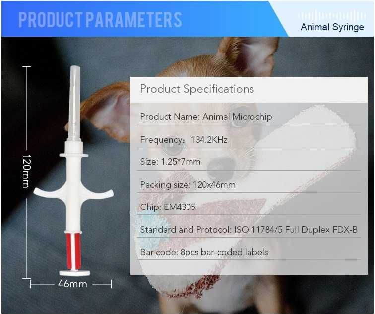 Микрочипы чипы для животных. Мини чип. Размер 1,25*7 и 1,4*8мм
