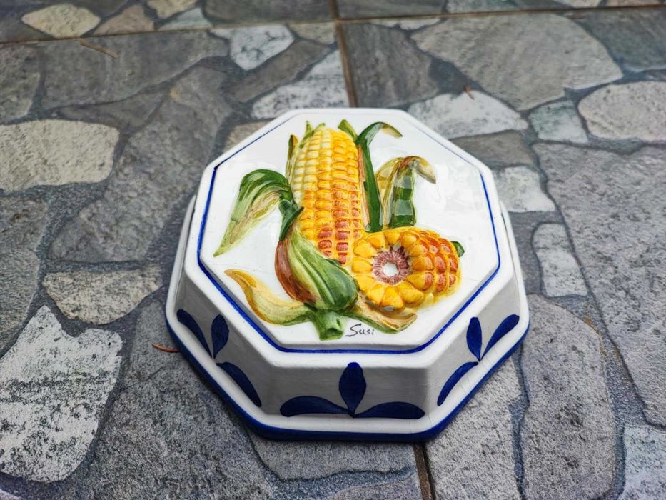 Ceramiczny dekoracyjny obrazek,włoski,kukurydza