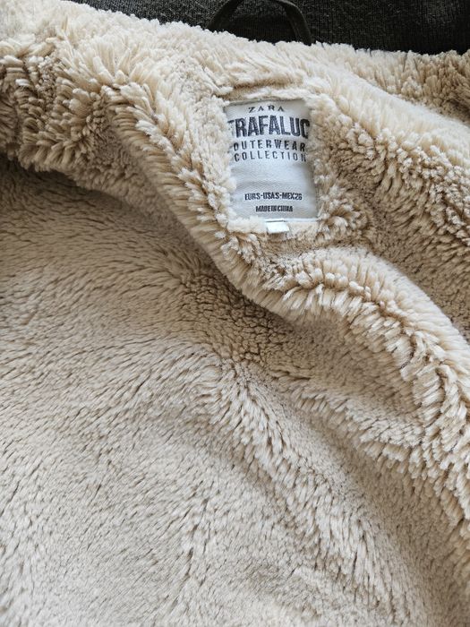 Khaki parka płaszczyk z misiem ZARA Trf