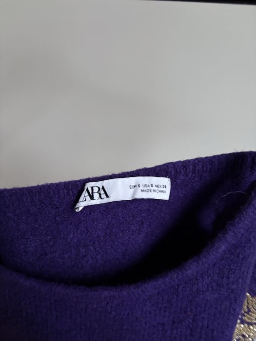 fioletowy zdobiony crop top zara