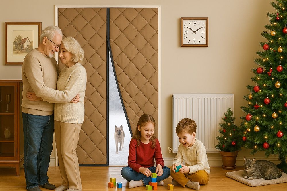 Тёплая штора на магнитах под размер