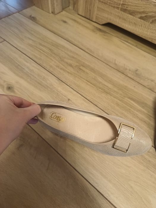 Damskie beżowo złote eleganckie damskie buty na obcasie w rozmiarze 36