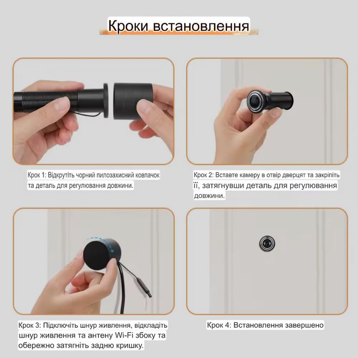 Умный Wi‑Fi дверной глазок с видеокамерой 3MP, 170°, iCSEE Видеоглазок