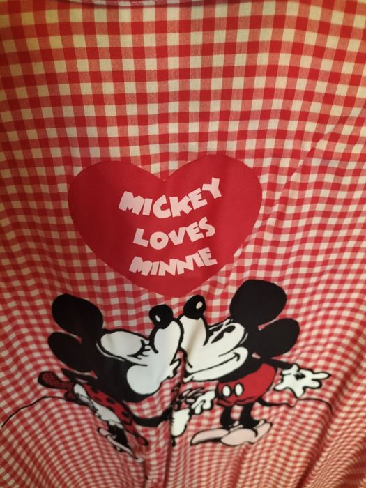 Camisa S quadrados branco vermelho Mickey