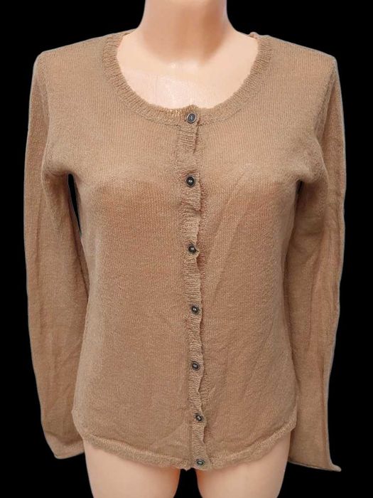 Beżowy sweter rozpinany z moherem DENIM HUNTER, R. L