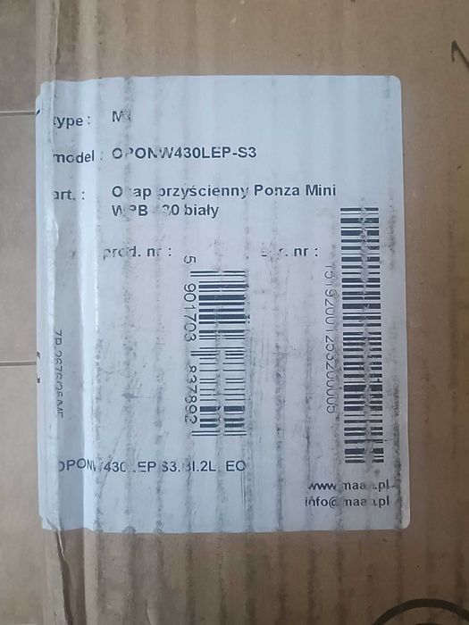 Maan Ponza okap kuchenny 30 cm kominowy biały