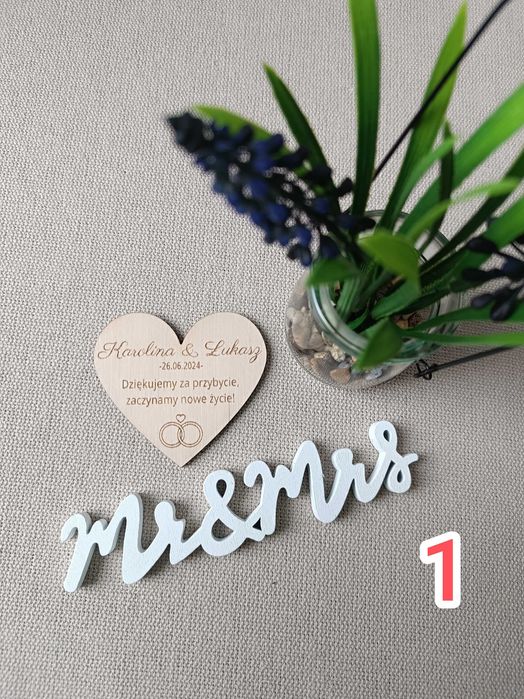 ŚLUB WESELE podziękowania dla gości magnes serce