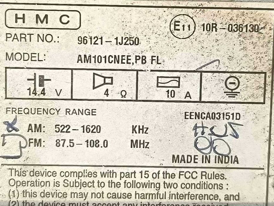 Rádio / Auto Rádio 96121-1J250 - HYUNDAI i20 I