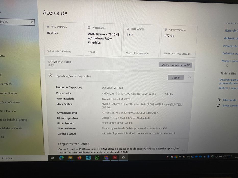 Portátil Gaming LOQ 15APH8 AMD Ryzen 7 7840HS/16GB/512GB SSD RTX4060