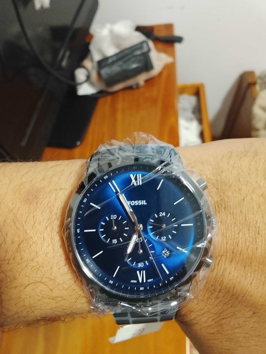 Relógio Fossil Neutra Chrono mostrador azul fumado e Bracelete de Aço inoxidável ( FS6111 ) novo