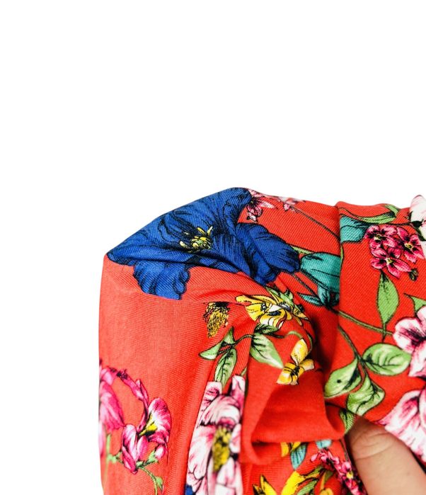 Spódnica Midi Kwiaty Boho Czerwień XL