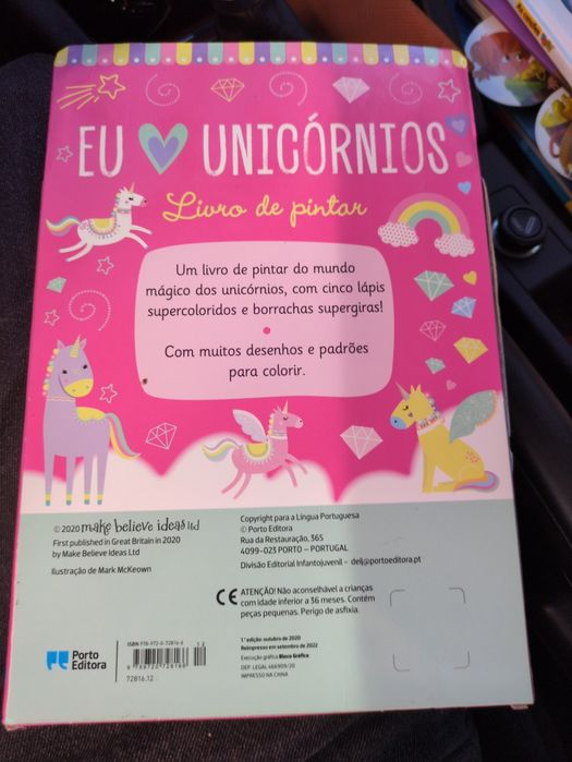 Eu adoro Unicórnios Livro de Pintar da Porto Editora
