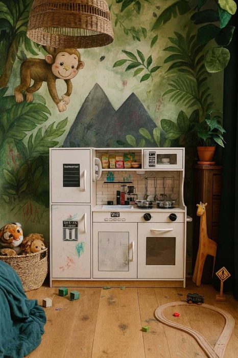 Кухня игровая деревянная, детская кухня большая Nela звук ефект