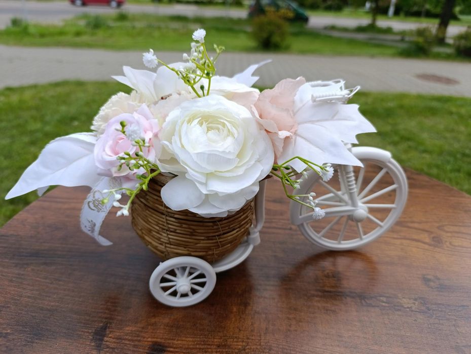 Flower box rower kwiaty sztuczne bukiet na pierwsza komunia święta