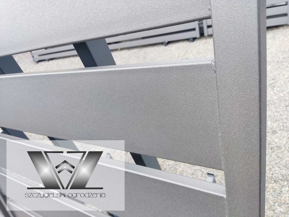 Brama wjazdowa dwuskrzydłowa nowoczesna palisadowa 1,4x4/140x20 GRAFIT