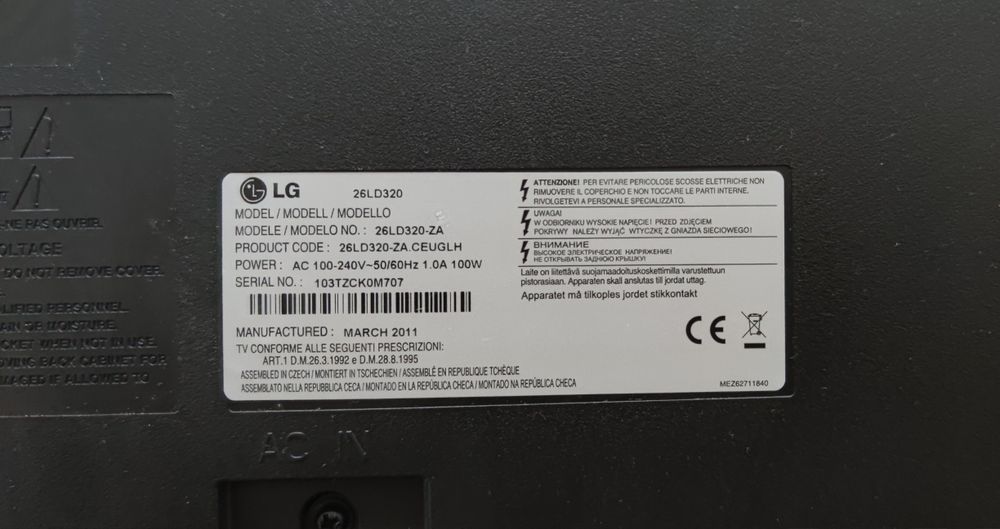 Tv lcd LG 26LD320