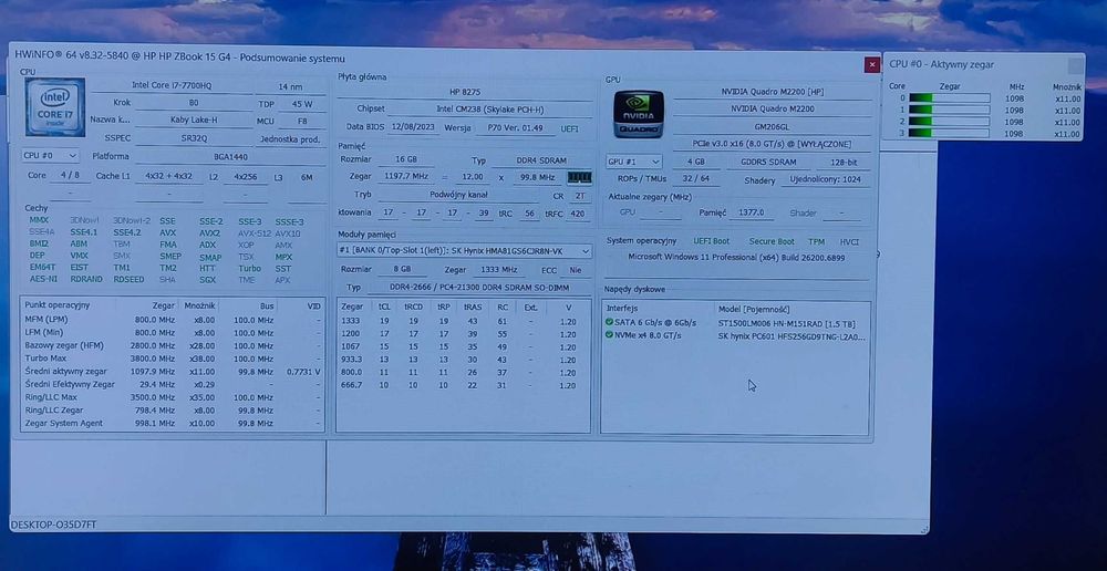 HP zbook 15 G4, stacja dokująca thunderbolt, Logitech m650 bluetooth