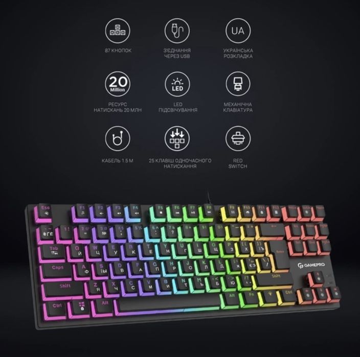 Клавиатура  GamePro MK80R RGB Red Switch Black