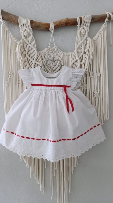 Handmade sukienka Boho biała roz.80/86