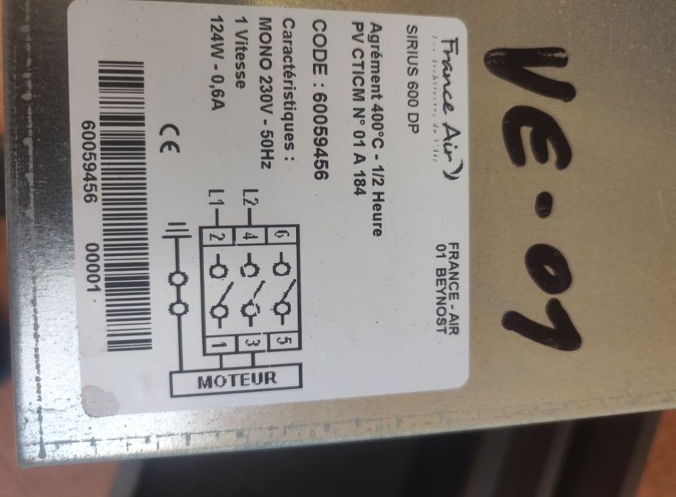 Extrator Ventilador para recuperação de calor