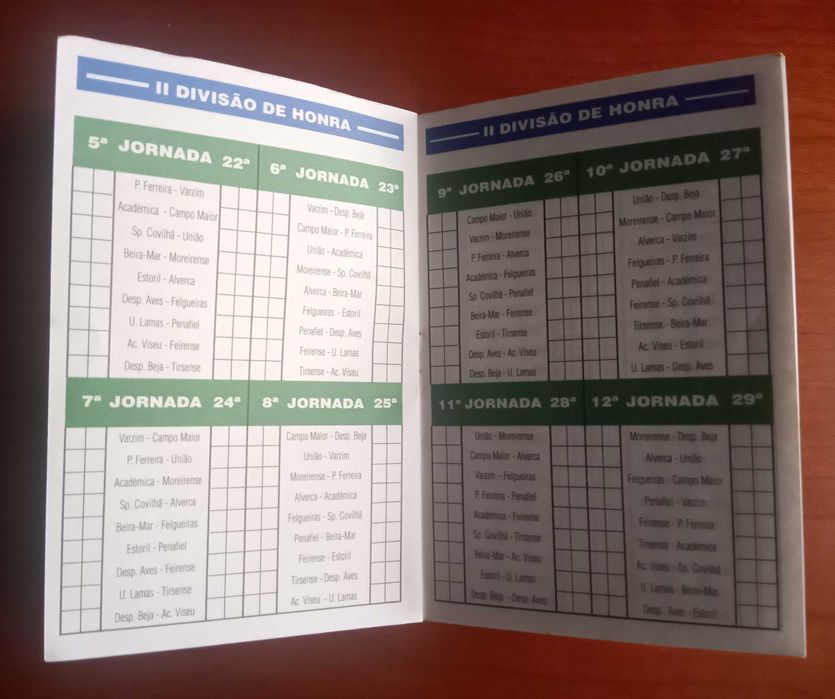 Calendário de jogos época 96/97 caixa geral de depósitos