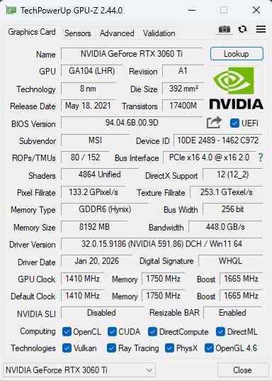 Nvidia RTX 3060 Ti MSI