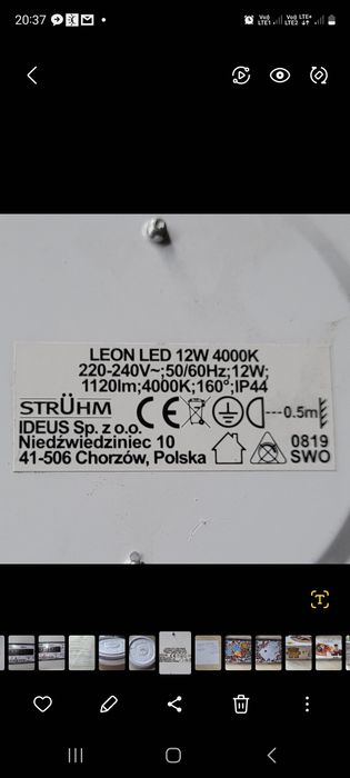 Plafon ledowy,  Struhm Leon Led , 12 W,  neutralny