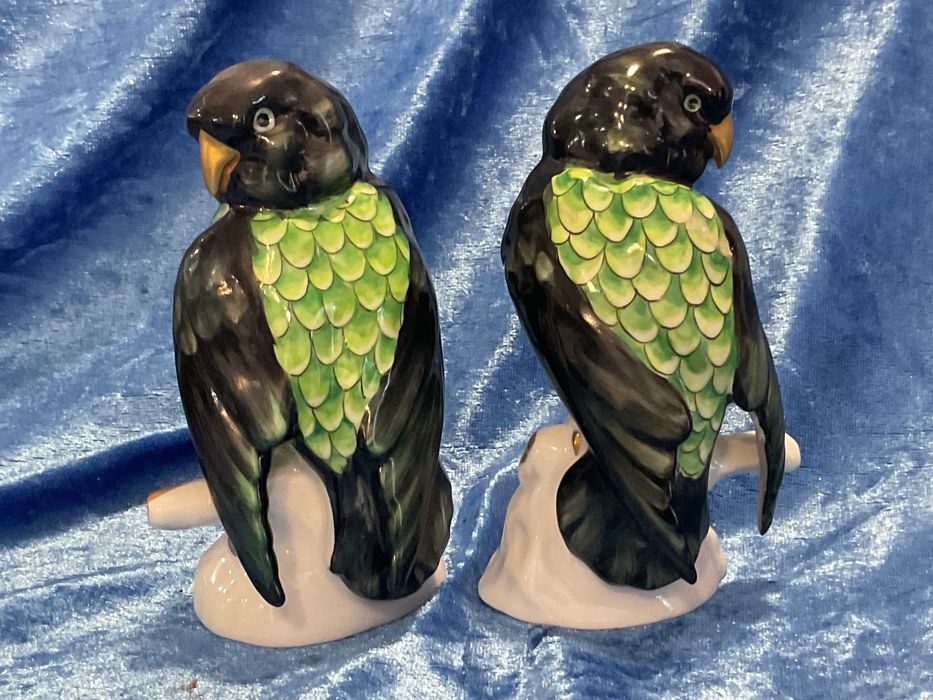 Par papagaios vista alegre porcelana pintura manual alt 12 cm