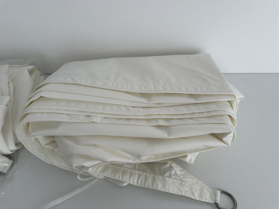 Toldo solar, impermeável, triângulo 5x5x7 m, creme/branco