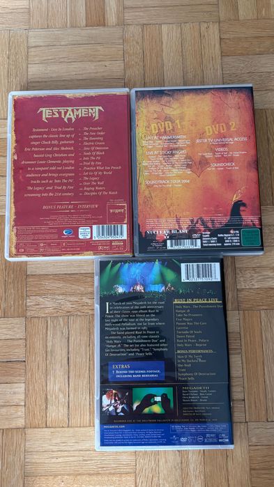 Zestaw 3 płyt DVD In Flames, Megadeth, Testament