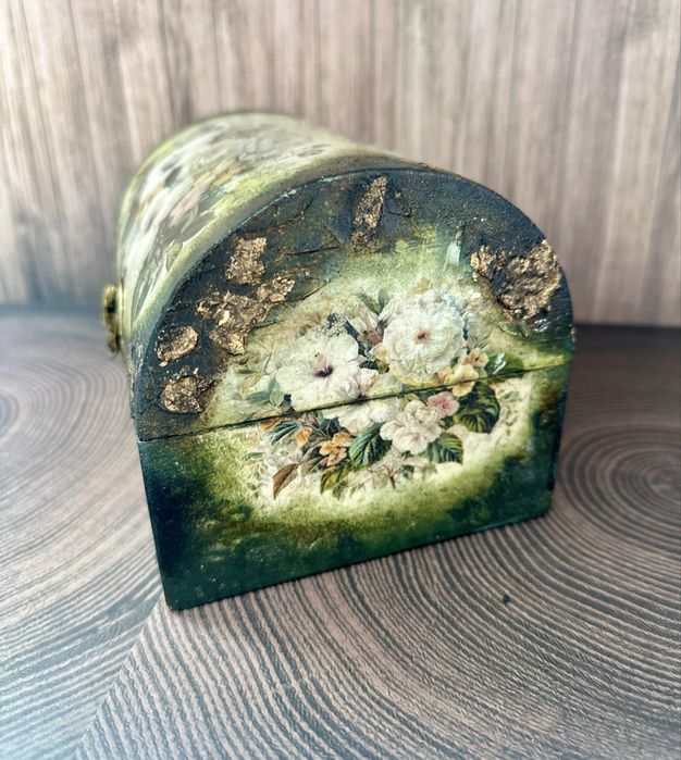 Drewniana szkatułka/kuferek  boho Floral decoupage hand made