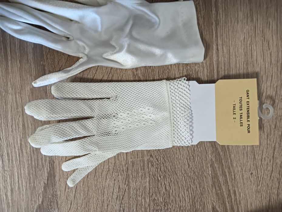 Conjunto 2 pares de luvas cerimónia – casamento / comunhão