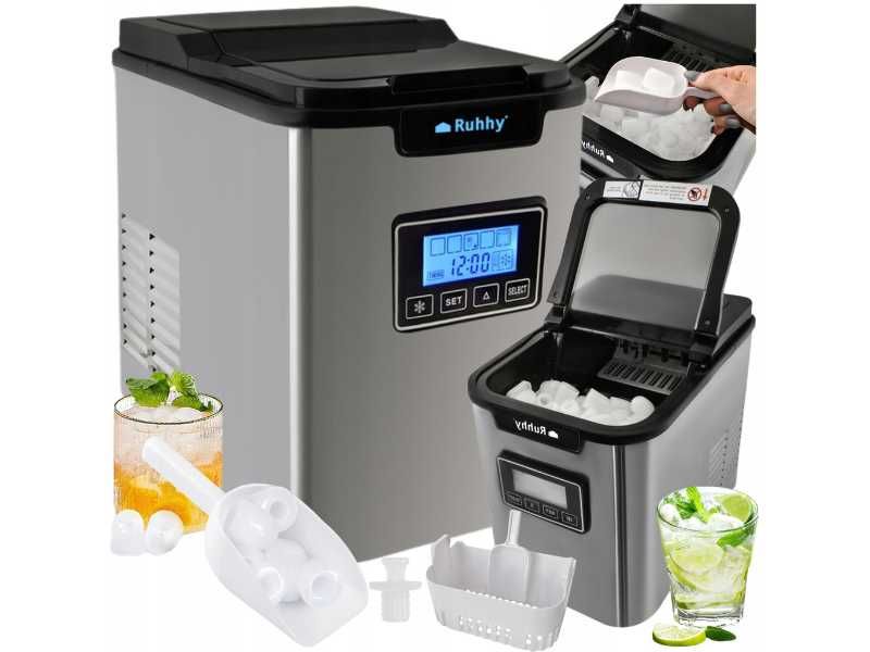 Domowa Kostkarka do Lodu Maszyna do Robienia Kostek Lodu 120W LCD 12kg