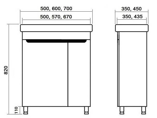 Новый комплект: тумба + умывальник шириной 50, 60, 70 см. Качество!
