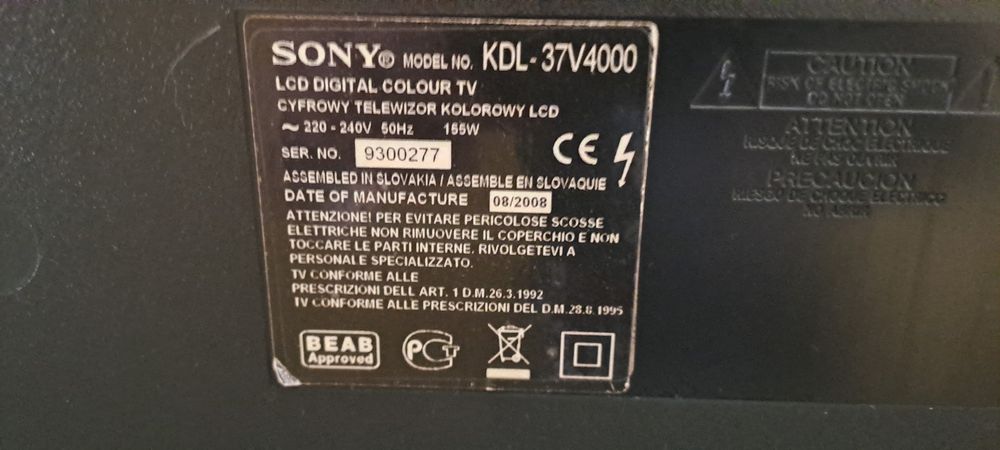 Televisor LCD Sony Bravia KDL-37V4000  de 37 polegadas