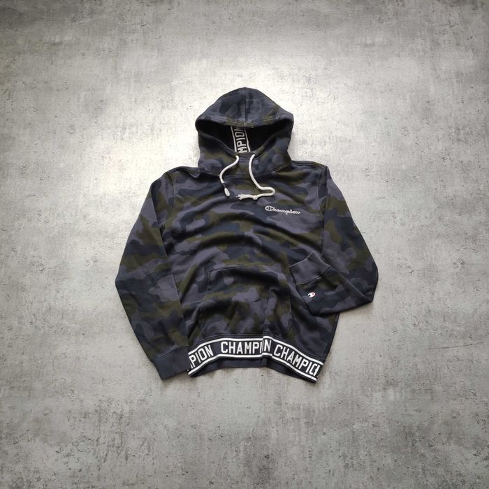 MĘSKA Bluza z Kapturem Hoodie Camo Moro Champion Logo Sportowa