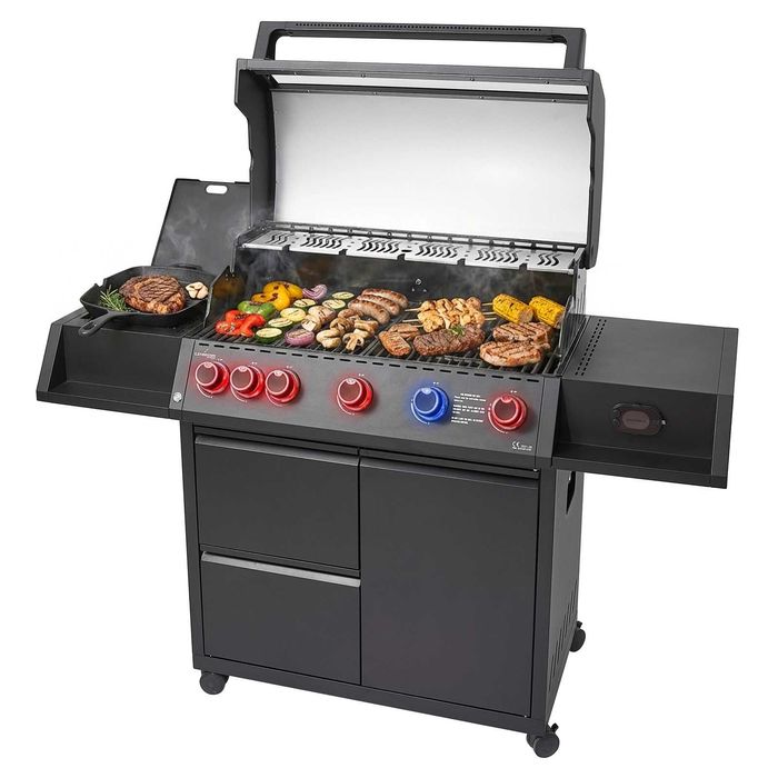Grill gazowy ogrodowy żeliwny Lehmann Kansas ruszt 5+1