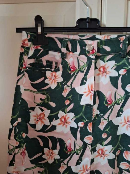 Komplet marynarka + spódniczka w kwiaty rozm xs/s komunia