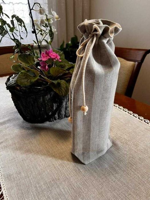 Torebka na wino Lniana