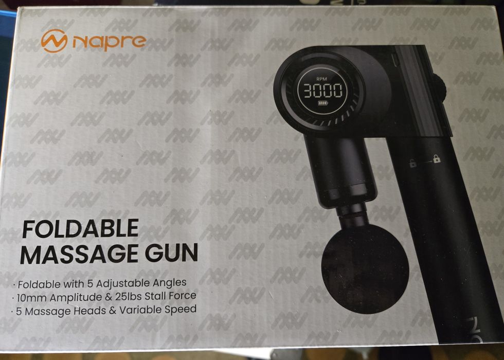 Складаний масажний пістолет  NAPRE Gun NEG-100R з 5 насадками 32 швидк